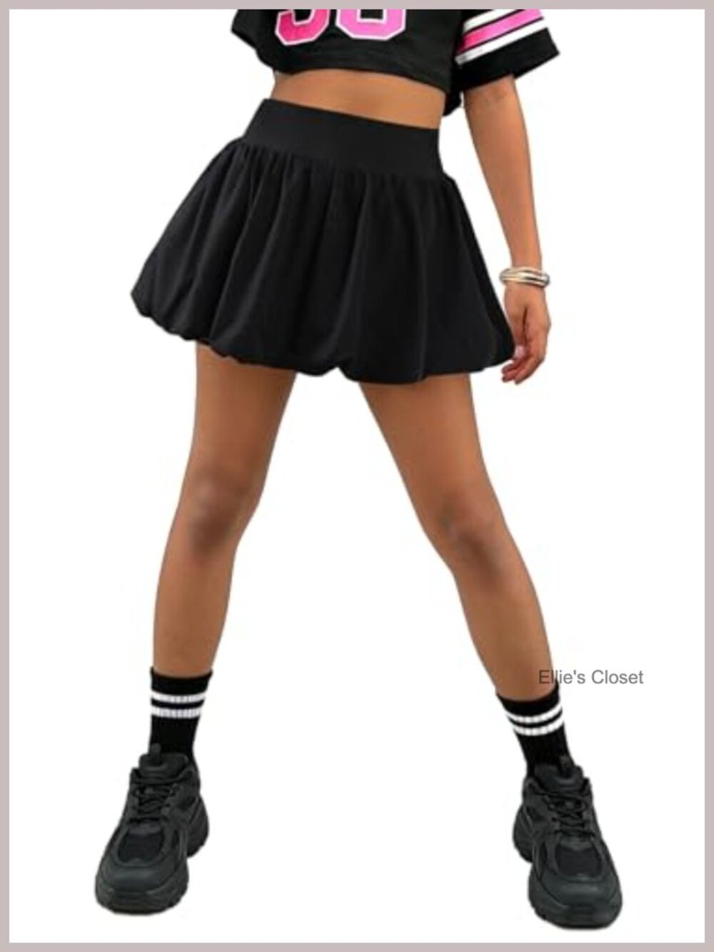 Girls Bubble Skirt High Waist Ruffled Pleated Mini A-Line Skort